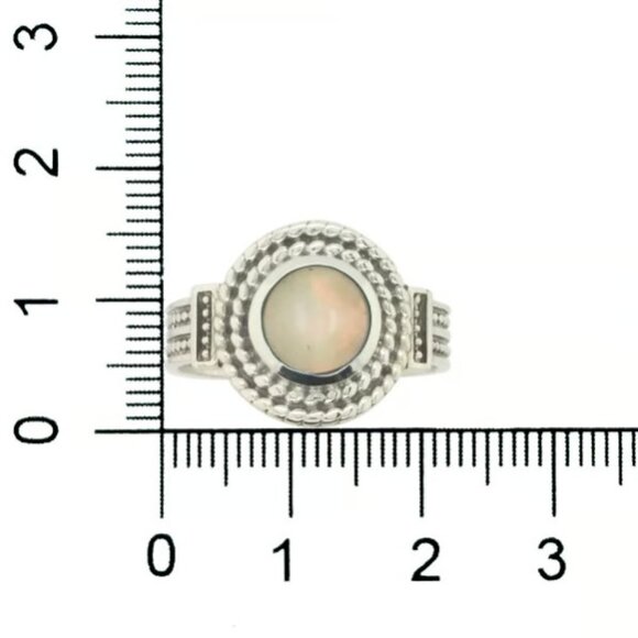 925 STERLING SILVER Genuine Round Ethiopian Opal Ring - Picture 14 of 14